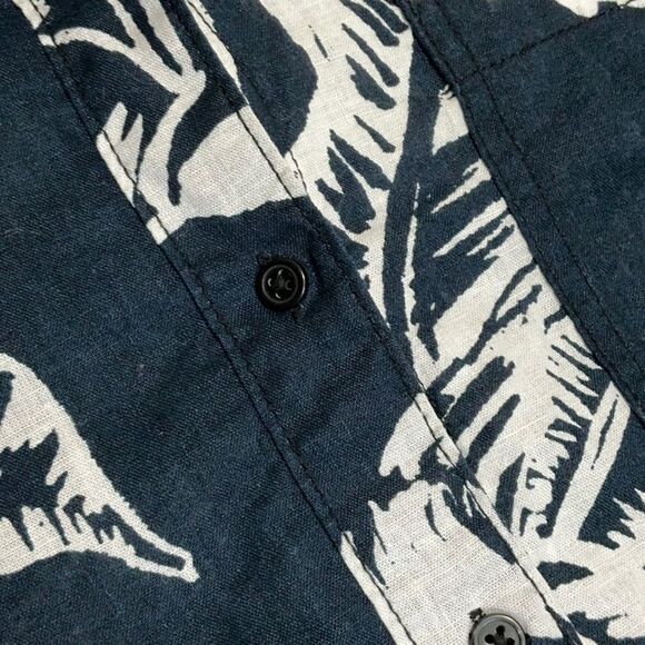 H&M Tropical Print Linen Blend Button Down Shirt - Picture 2 of 10